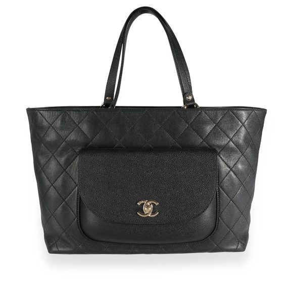 Chanel Black Quilted Calfskin & Caviar Daily Round Tote - Picture 1 of 7